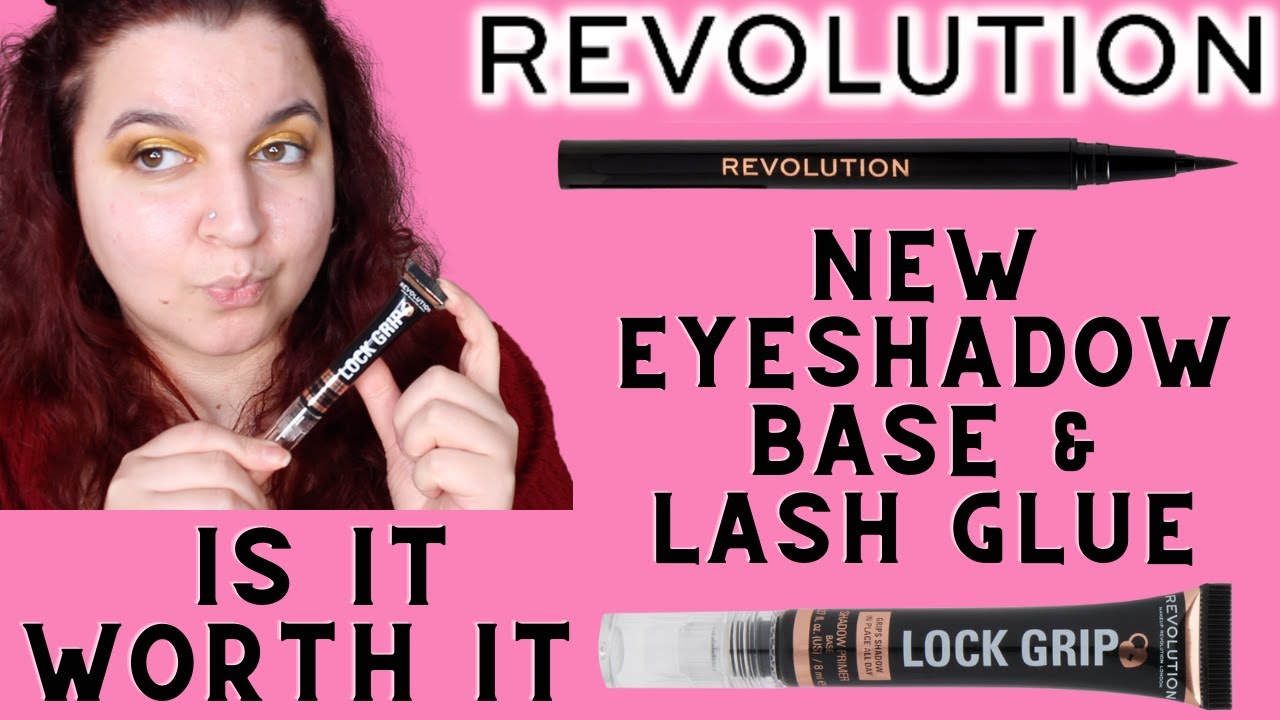NEW MAKEUP REVOLUTION LOCK GRIP EYESHADOW PRIMER AND FALSE LASH LINER GLUE FULL REVIEW AND DEMO