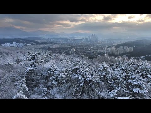 창원 눈온날 항공촬영