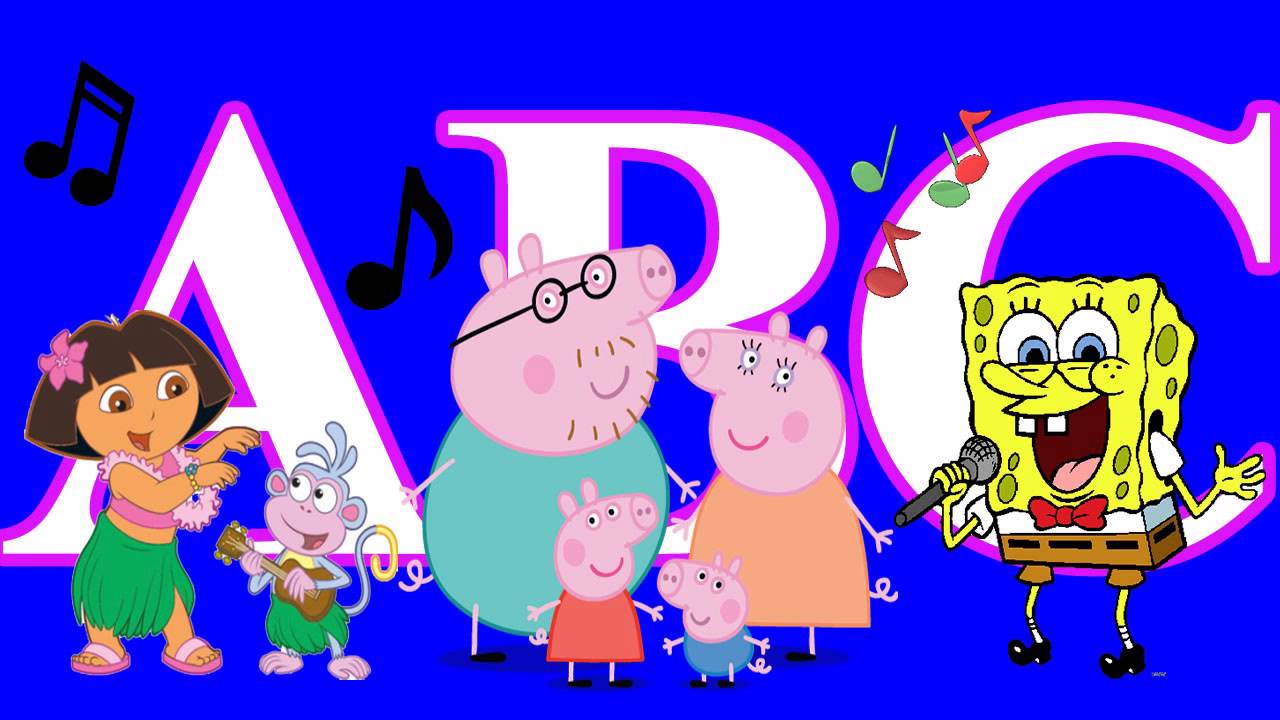 ALPHABET ABC song with Peppa Pig Dora The Explorer SpongeBob Team Umizoomi Kids Learning Song