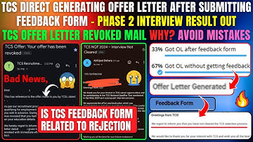 TCS IMP BIG UPDATES, FEEDBACK FROM, PHASE 2 INTERVIEW RESULTS, OFFER LETTER GENERATED & REVOKED MAIL