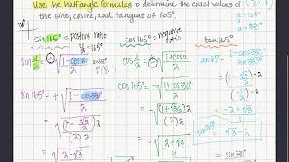 Precalc 5 5H Half Angle Formulas