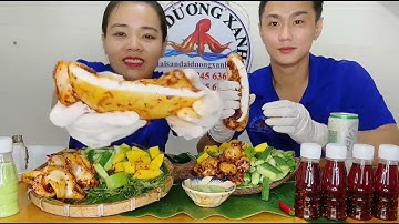 Mực Nướng Sa Tế Bằng Nồi Chiên Không Dầu Siêu Ngon , Cực Dễ - Mực Khổng Lồ Nướng