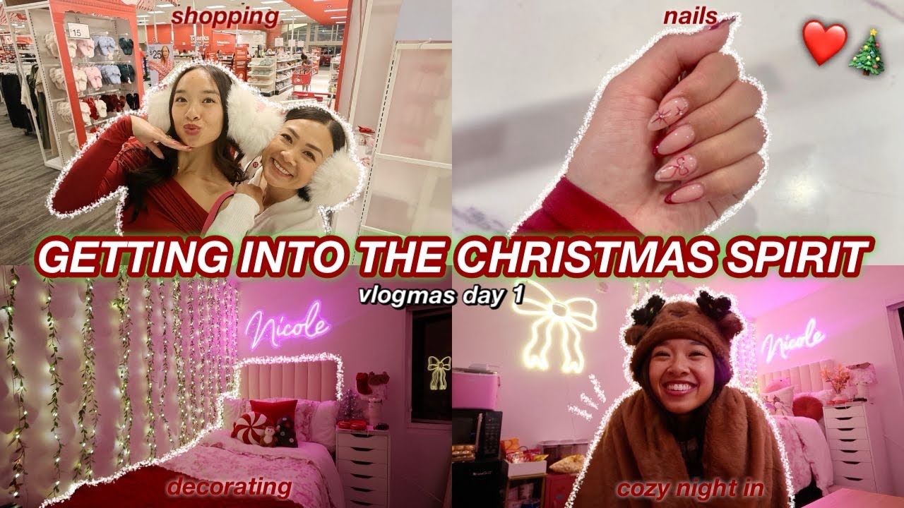GETTING INTO THE CHRISTMAS SPIRIT *nails, shopping, decorating, & cozy night in* | Vlogmas Day 1