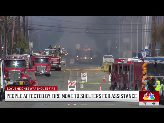 People affected by Boyle Heights warehouse fire move to shelters for assistance
