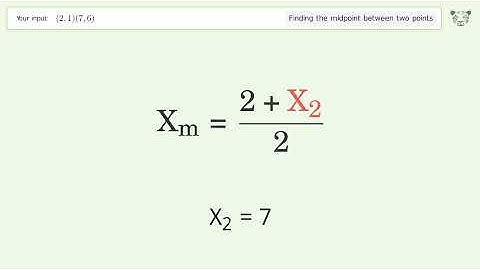 Find the midpoint between two points p1 (2,1) and p2 (7,6): Step-by-Step Video Solution