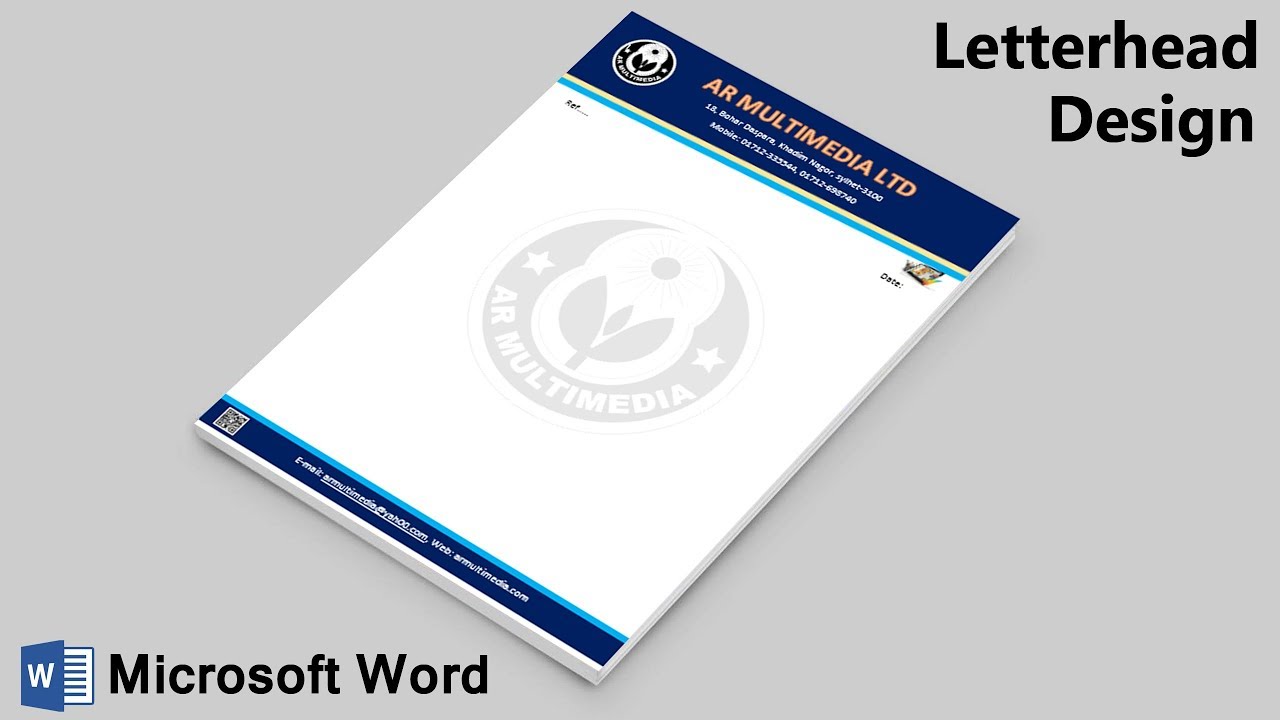 MS Word Tutorial: How to Make Letterhead Design in Microsoft Word 15MS W  PAD AR Multimedia