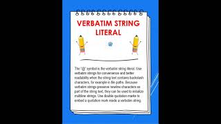 What is Verbatim String literal -.NET Interview Frequently ask question