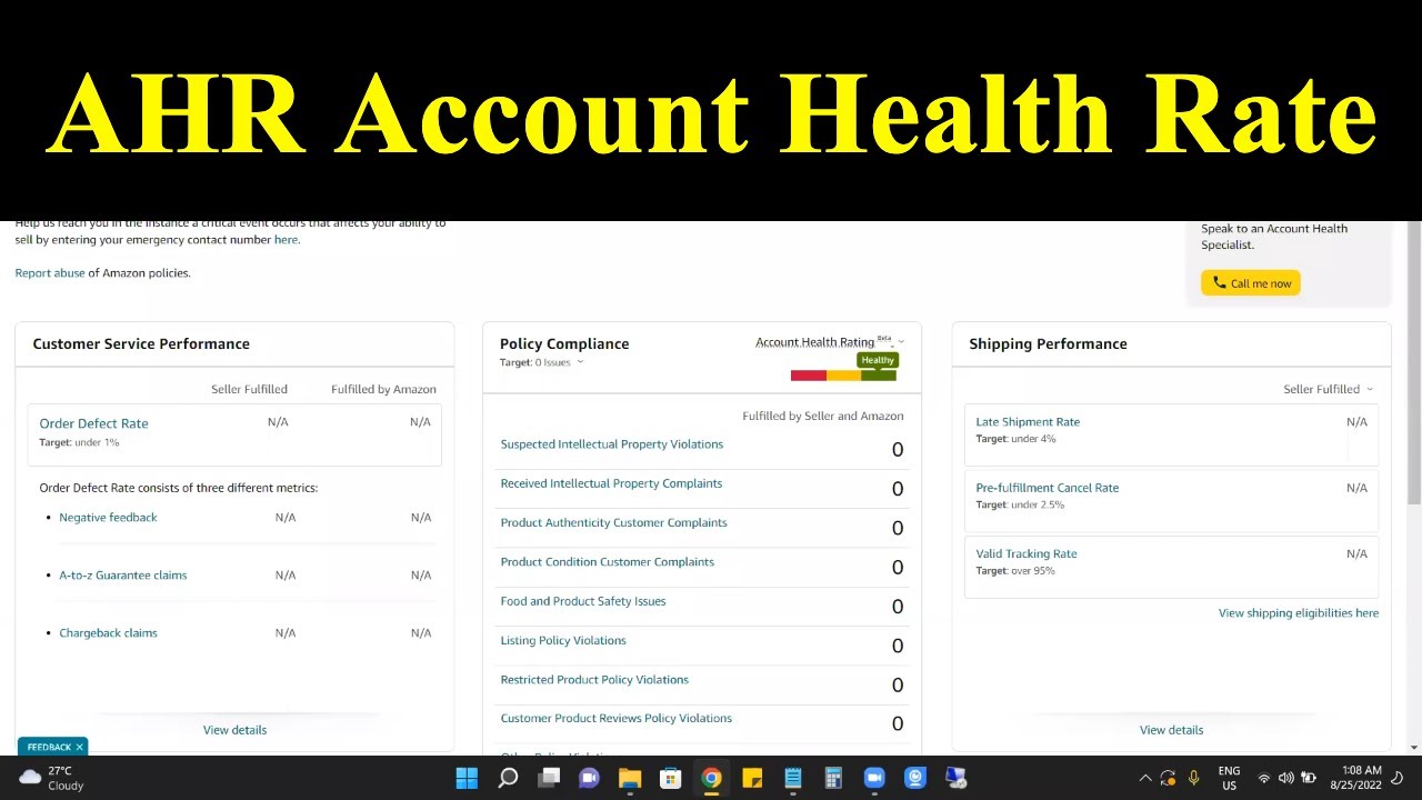 Account Health What is AHR Account Health Rate - How to Maintain Amazon Account Health ...