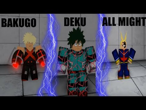 Deku Bakugo And All Might Showcase Anime Battle Arena Youtube - all might uniform roblox