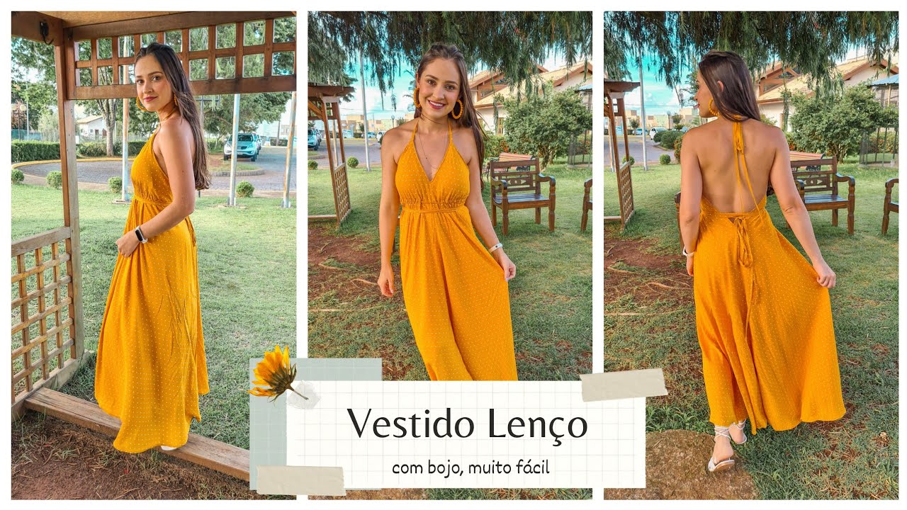 VESTIDO LENÇO, FORRADO COM BOJO, MAIS FÁCIL DO MUNDO
