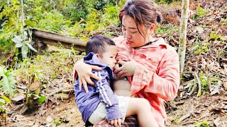 Thao and her son clear away the dry firewood in the garden- Her son is so clever/Small Family Life/