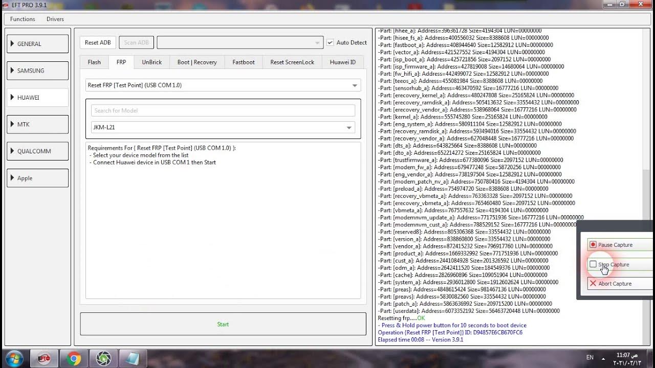 HUAWEI Y8s JKM LX1 FRP REMOVED BY EFT DONGLE BY TEST POINT ازالة جوجل