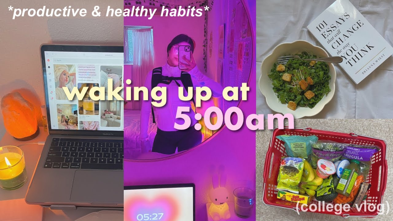 5AM DAY IN MY LIFE 🌱 healthy & productive habits, college day in my ...