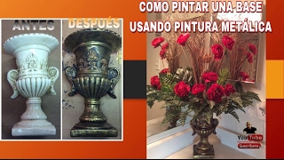 BASE DE YESO //PINTURAS ACRÍLICAS//HERMOSO JARRÓN CON FLORES