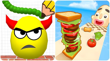 Draw To Smash vs Sandwich Runner - (ASMR Games, Max Level)