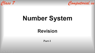 Number System Revision || Part 1 || Class 7