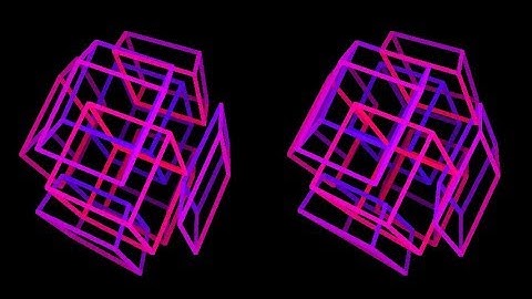 Cells-8-3d. Rotation in four-dimensional space. 4D. Fourth dimension. Hyperspace.