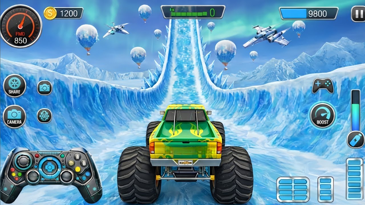 Ultimate Monster Truck Stunt: Small to Giant Cars vs. Giant Race