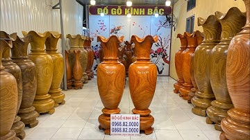 21tr500 sở hữu 1 cặp lộc bình phong thuỷ gỗ hương cao 1m6 đk 47 - hàng lục lạc liền khối