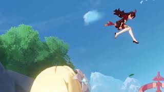 Amber falls of a mountain and dies
