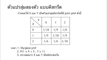 โจทย์ตัวแปรสุ่มสองตัว แบบดีสกรีต (Pair of Discrete random variable) #2