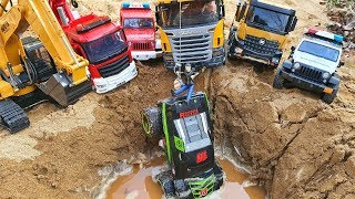 Police car,fire truck,excavator,dump truck,crane - Toy rescue play for kids