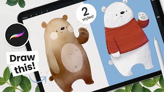 The Cutest Way To Draw A BEAR • Easy Step By Step Procreate Tutorial screenshot 4