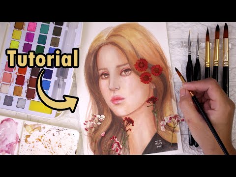 Watercolor Portrait Tutorial for Beginners | Lana Del Rey