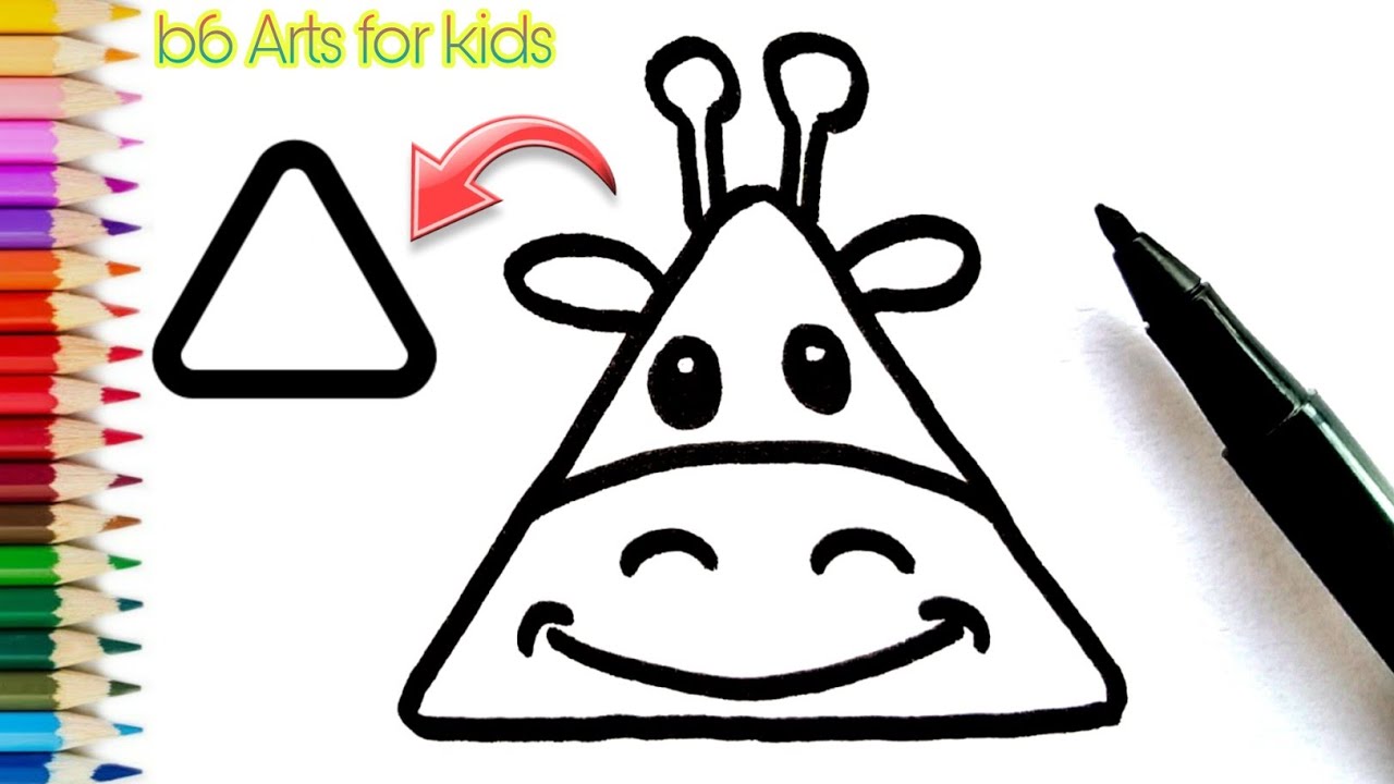 How To Draw A Cartoon Giraffe from a triangle - YouTube