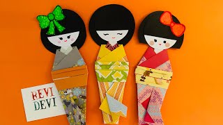 Cara membuat boneka kimono Jepang lucu dari kertas origami 👘 tutorial untuk pemula 😊