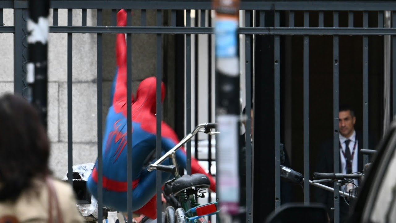 Tom Holland STUNT Filming on Spider-Man Brand New Day Set