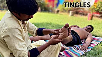 ASMR FEET TICKLISH MALE MASSAGE RELAXING | FOOT REFLEXOLOGY FOR TICKLE | LEG MASSAGE ( OUTDOOR )
