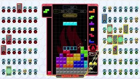 i got the attackers bonus and the tetris line clear sends 10 lines in tetris 99 teams!!