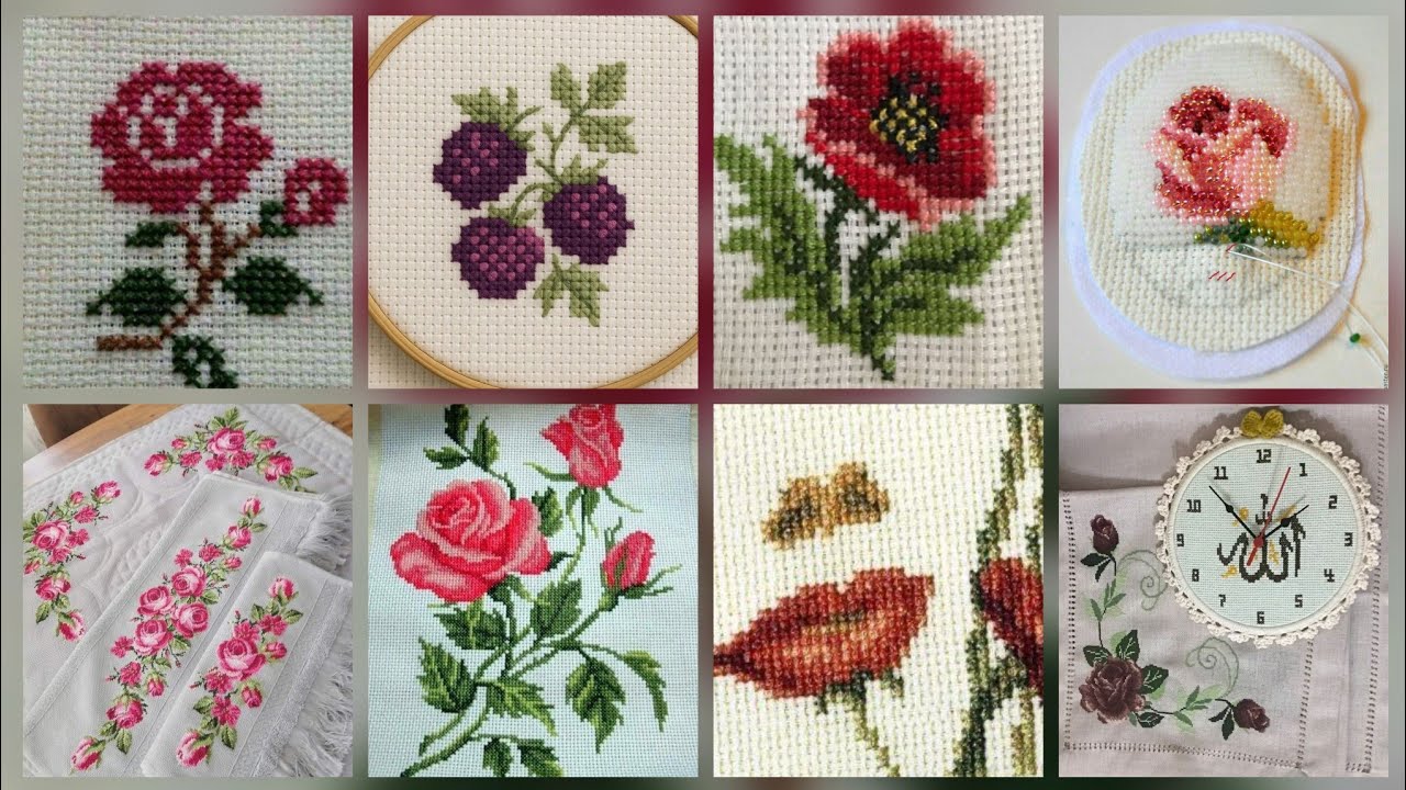 Более 100 потрясающих и элегантных схем для вышивки крестом с цветочными мотивами || Идеи для все...