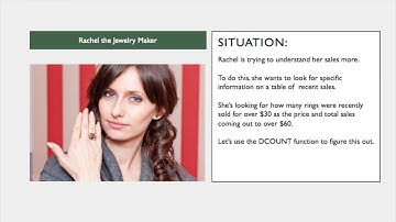 Learn to Analyze a Table of Data using the DCOUNT function with Rachel the Jewelry Maker