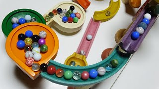 Marble Run Race ASMR  Wooden colorful course and marble course