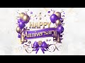 2-Hour 3D Happy Anniversary Background | Luxurious Purple &amp; Gold Animated Display