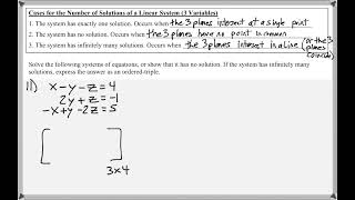 Math 151 : 9.1/9.2 #11 (PreCalculus Tutorial : Systems Of Linear Equations 2 & 3 Variables)