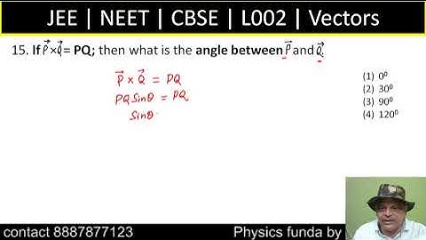If P × Q = PQ; then what is the angle between P  and Q