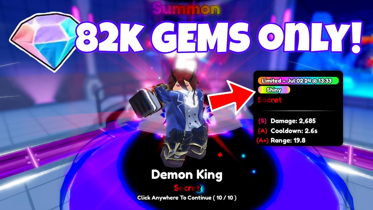 I spent Only 82k GEMS to get the new SHINY SECRET *DEMON KING* & SHINY ...