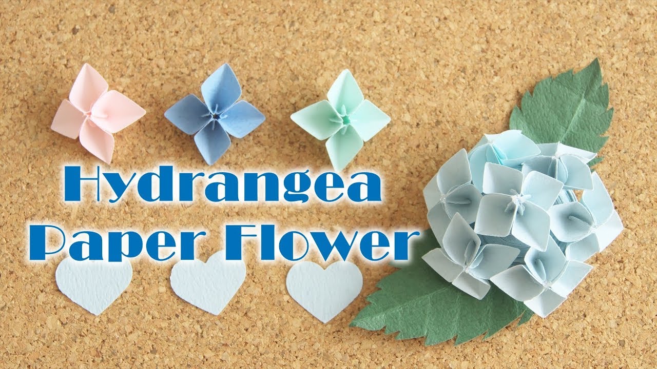 ハート型クラフトパンチで作る立体的なアジサイの花 - How to Make Hydrangea Paper Flower