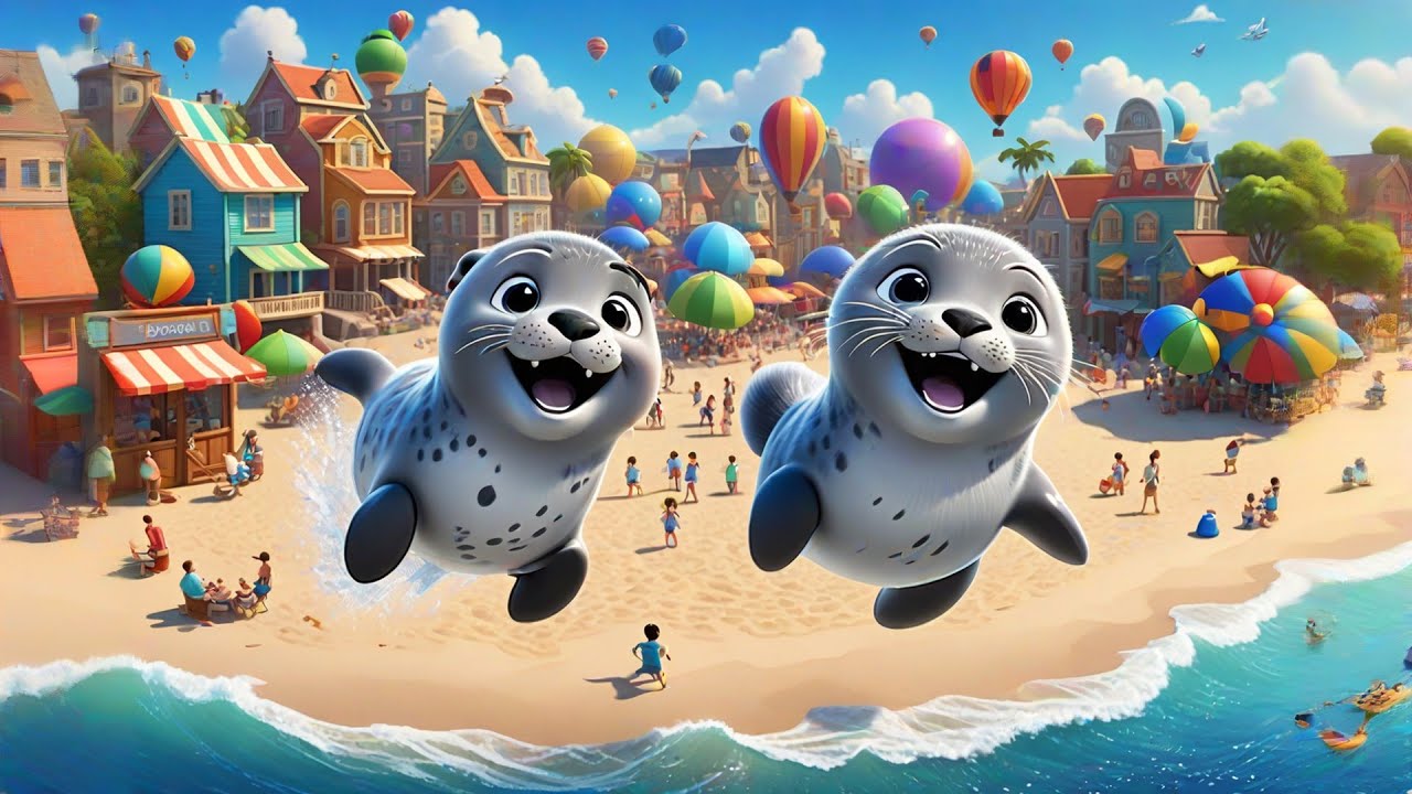 Four Singing Seals Splash and Slide + More Nursery Rhymes & Kids Songs