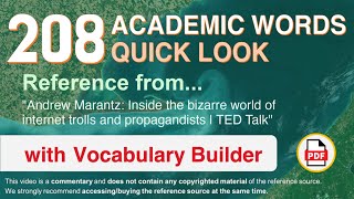 208 Academic Words Quick Look Ref from "Inside the bizarre world of internet trolls and [...], TED"