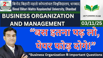 Business Organisation and Management BCom Semester 2| Business Organisation and Management questions