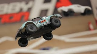 Team Associated Pro2 SC10 running on dirt clay track. (medium grip)