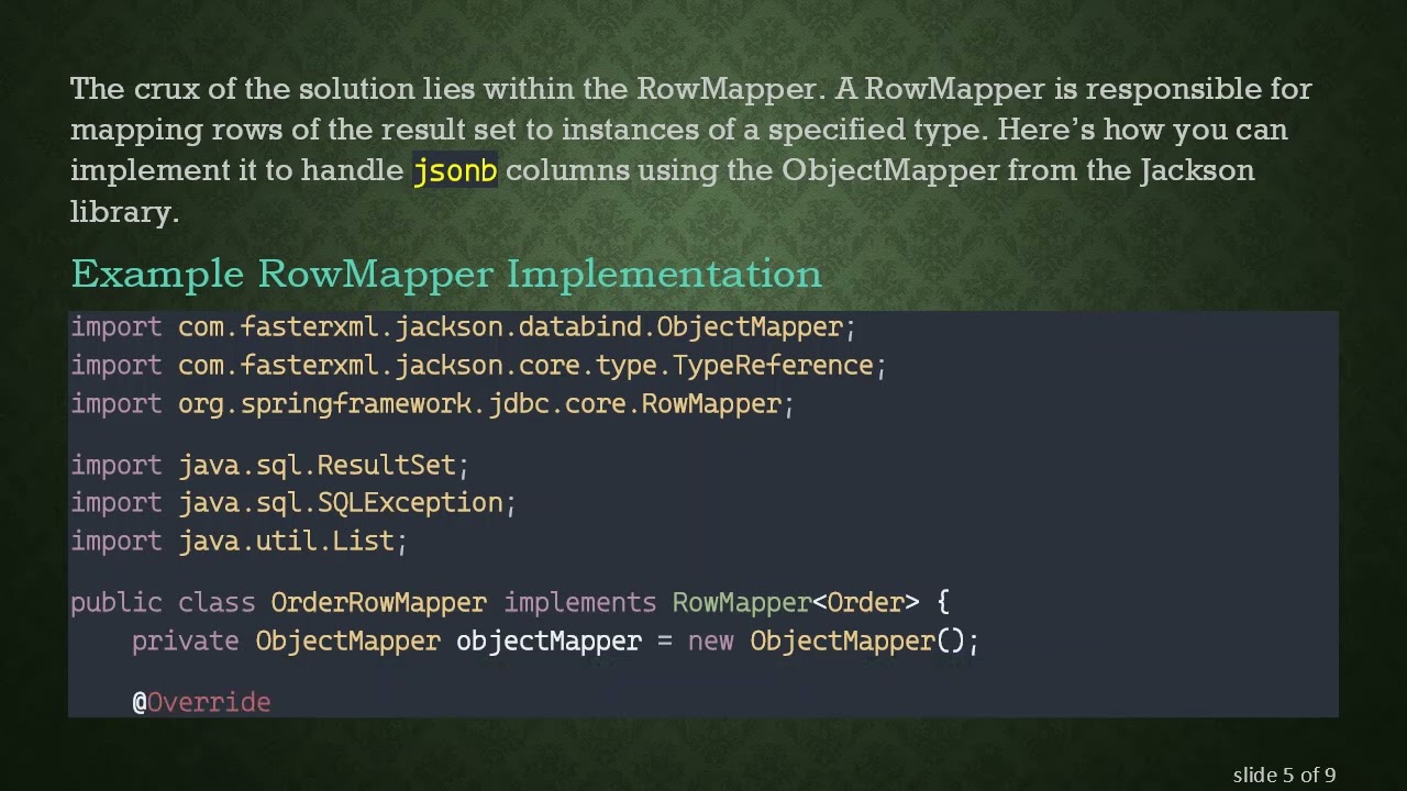 Unlocking the Power of jsonb in PostgreSQL: Using JDBCTemplate and RowMapper