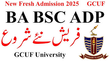 ADA ADS ADC Annual 2025 Fresh Admission GCUF | ADP Admission 2025 | BA BSc Admission 2025 GCUF