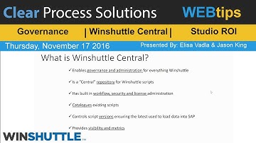 WINSHUTTLE Tutorial & WEBtips: Winshuttle Central