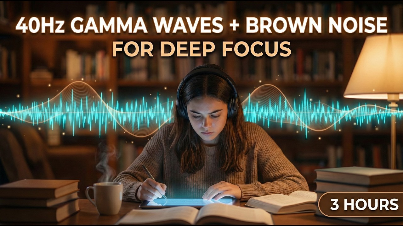 40Hz Gamma Waves + Brown Noise | Deep Focus | 3 Hours