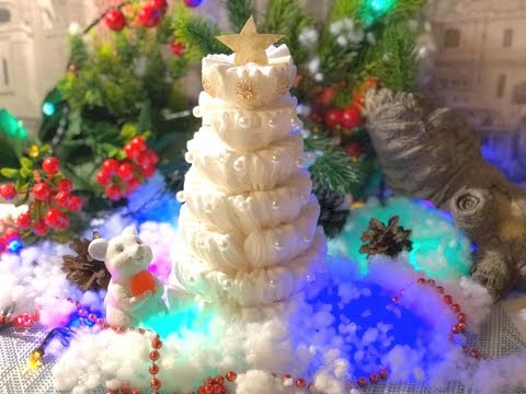 НОВОГОДНЯЯ ЕЛКА СВОИМИ РУКАМИ. ПОДЕЛКИ НА НОВЫЙ ГОД. ЕЛКА ИЗ ВАТНЫХ ДИСКОВ. ПОДЕЛКИ В ДЕТСКИЙ САД .